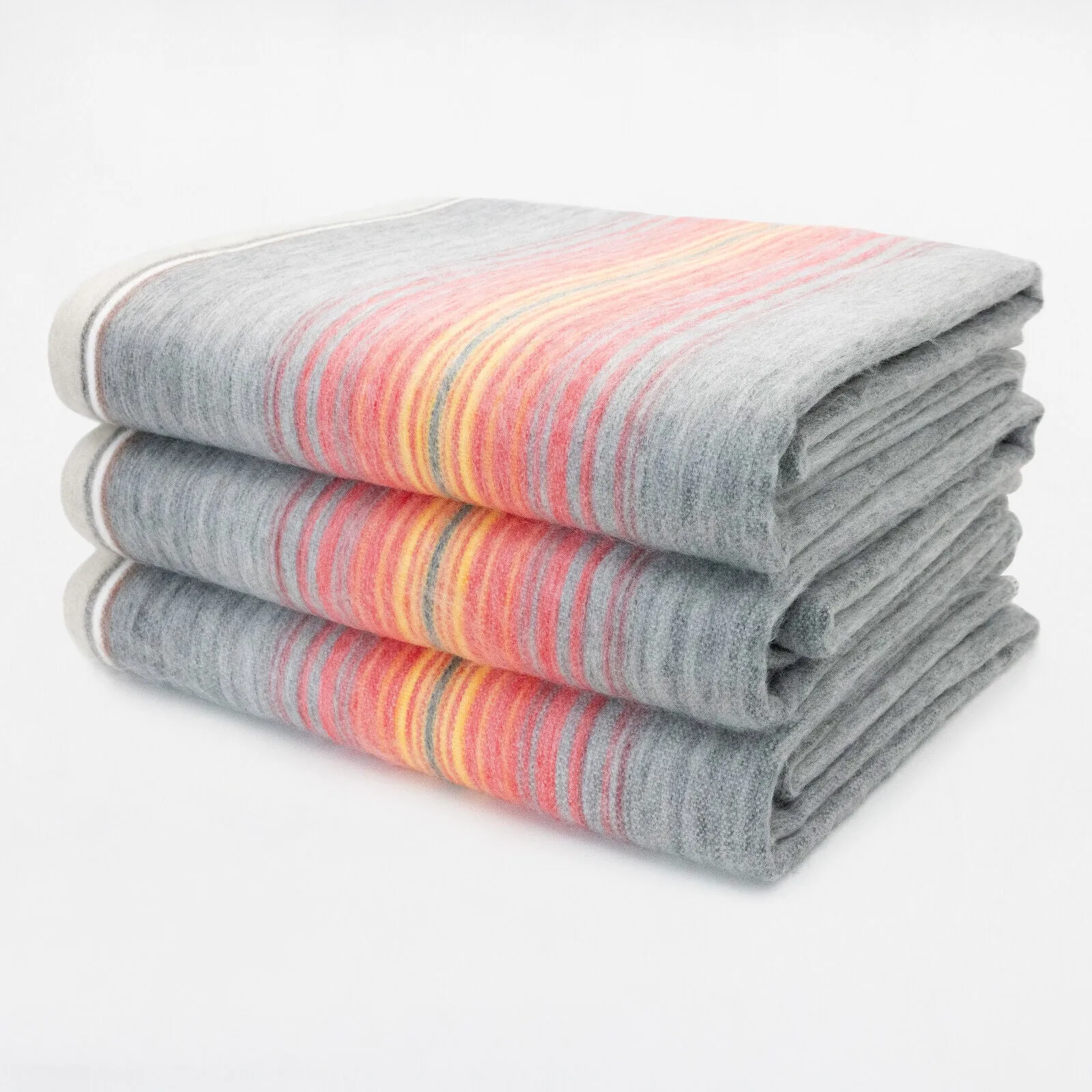 Ajilanga - Baby Alpaca Wool Throw Blanket / Sofa Cover - Queen 95 x 65 in - Sunset Hues - Red/Orange/Dark Gray