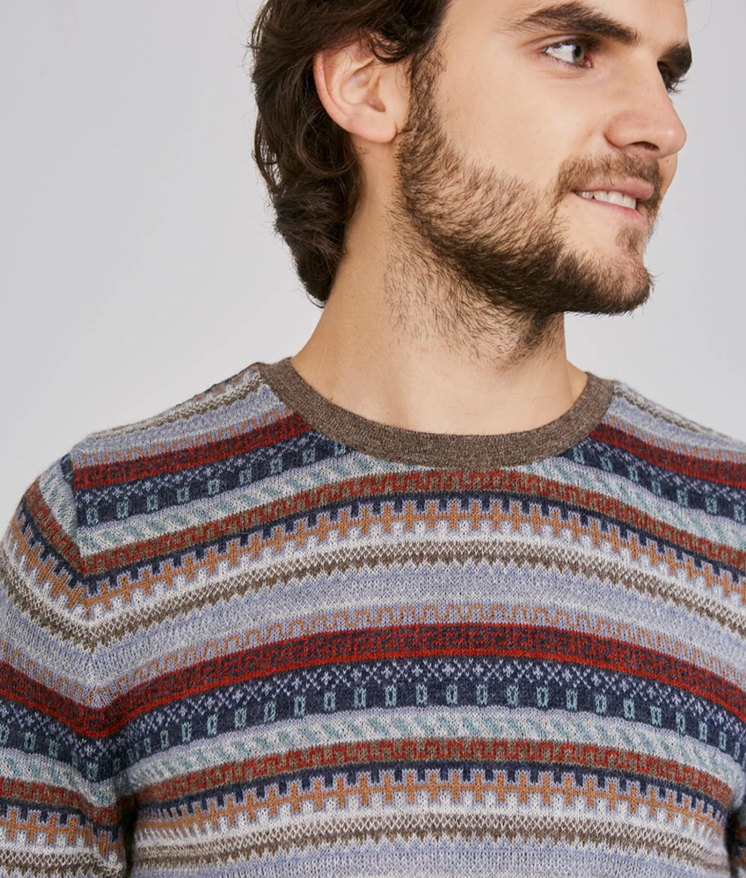 All Over Jacquard O Neck Pullover