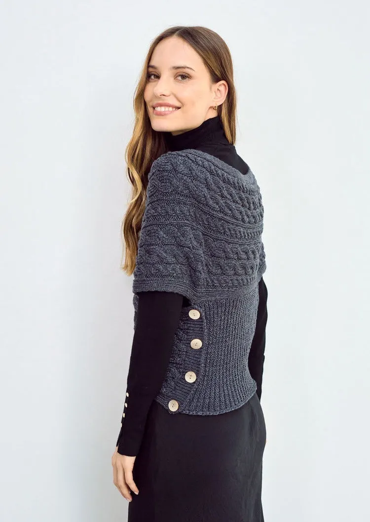 Aran Crossover Wrap | Charcoal