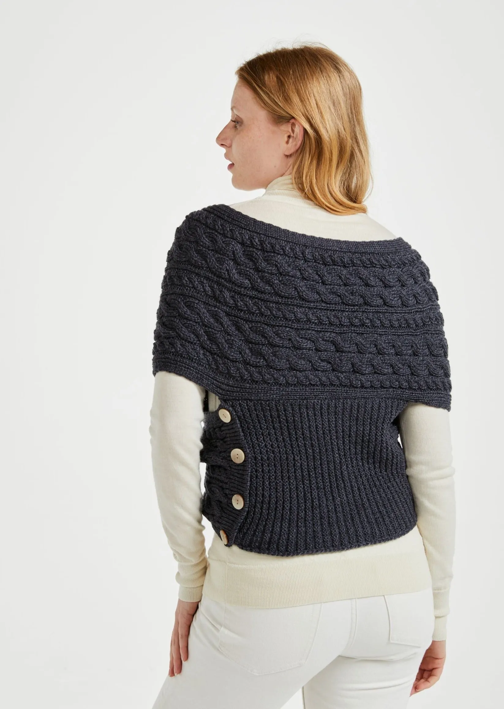 Aran Crossover Wrap | Charcoal