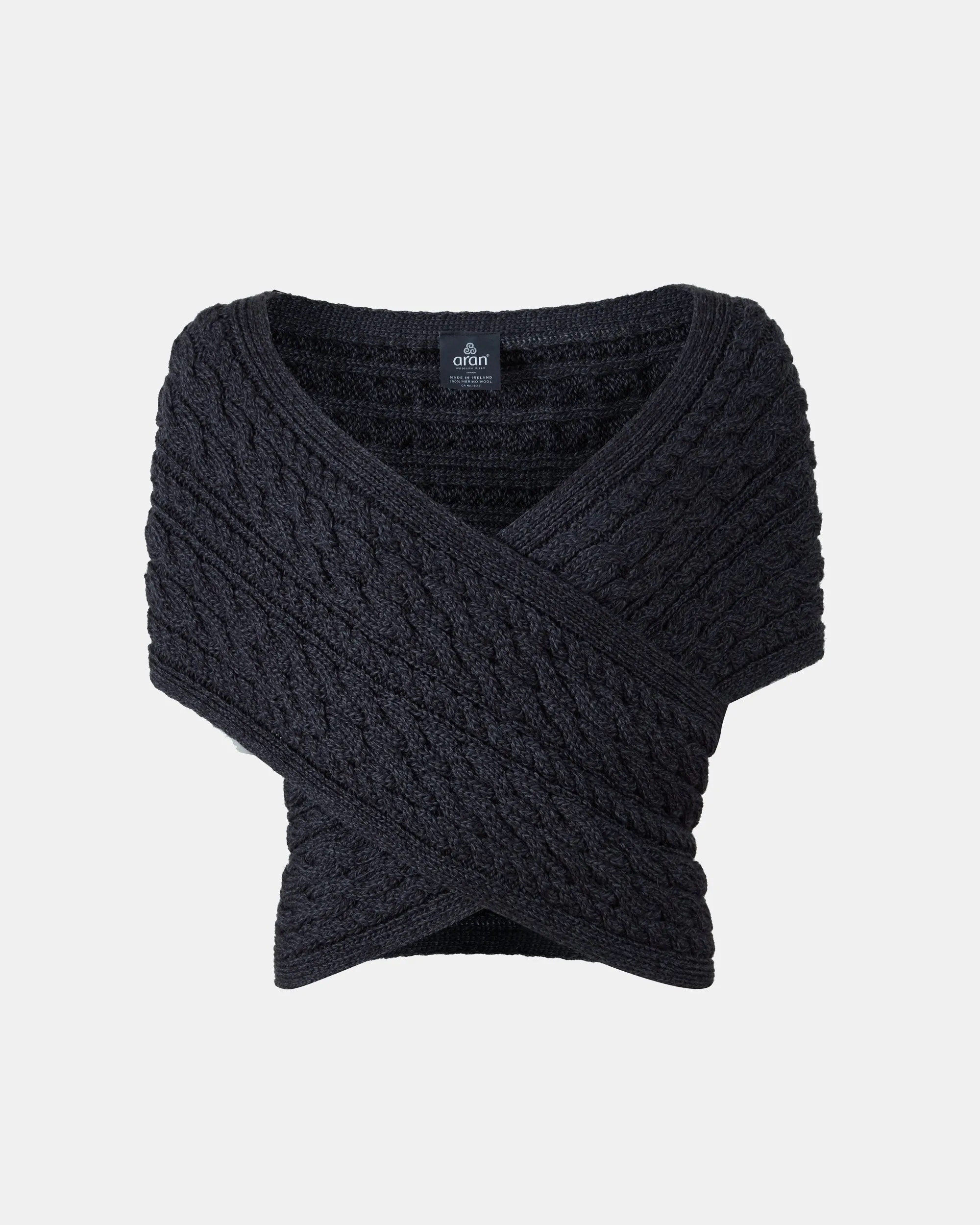 Aran Crossover Wrap | Charcoal