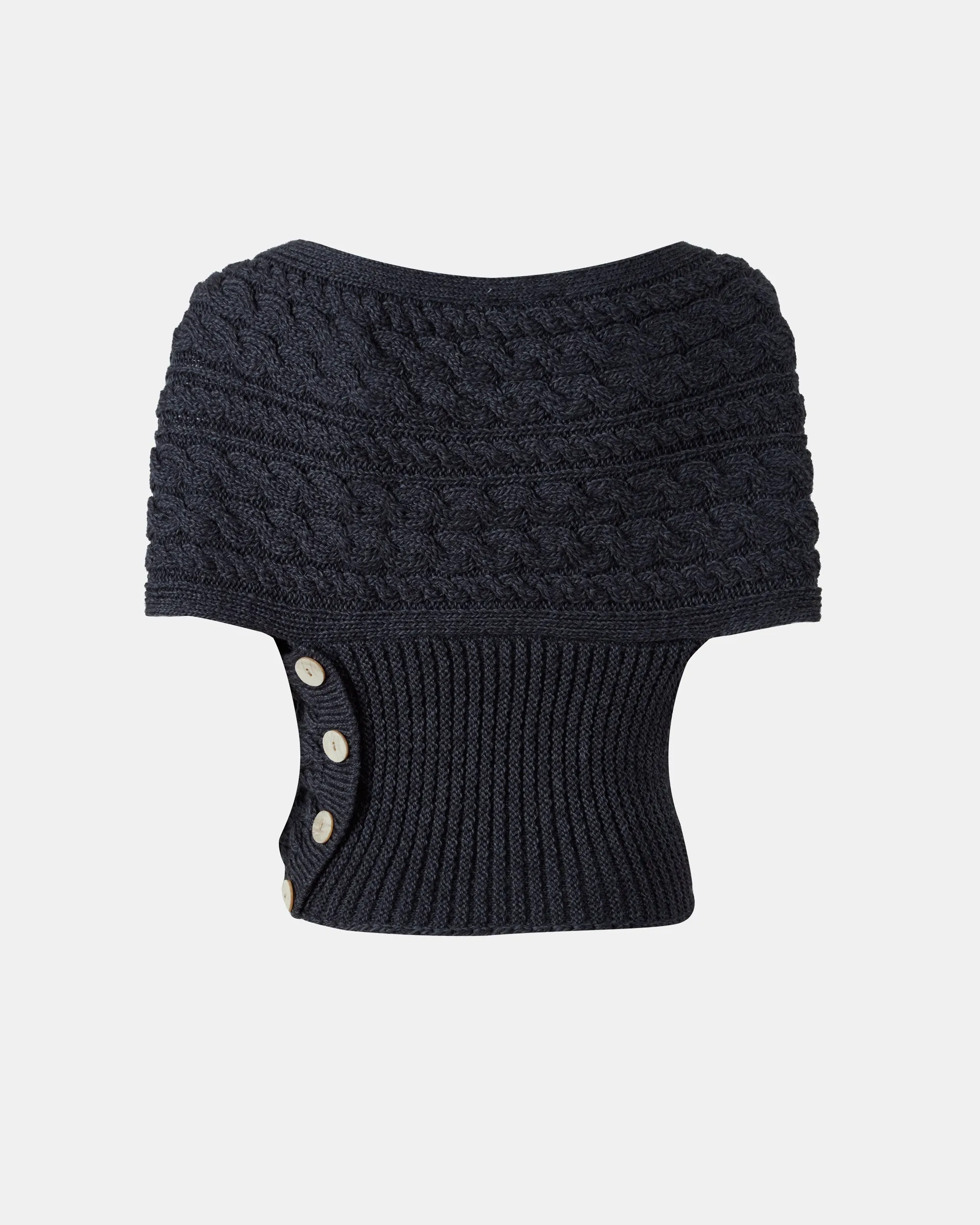 Aran Crossover Wrap | Charcoal