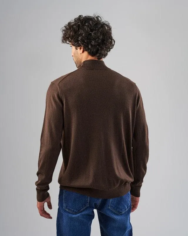 BASIC HIGH NECK SWEATER  - BROWN