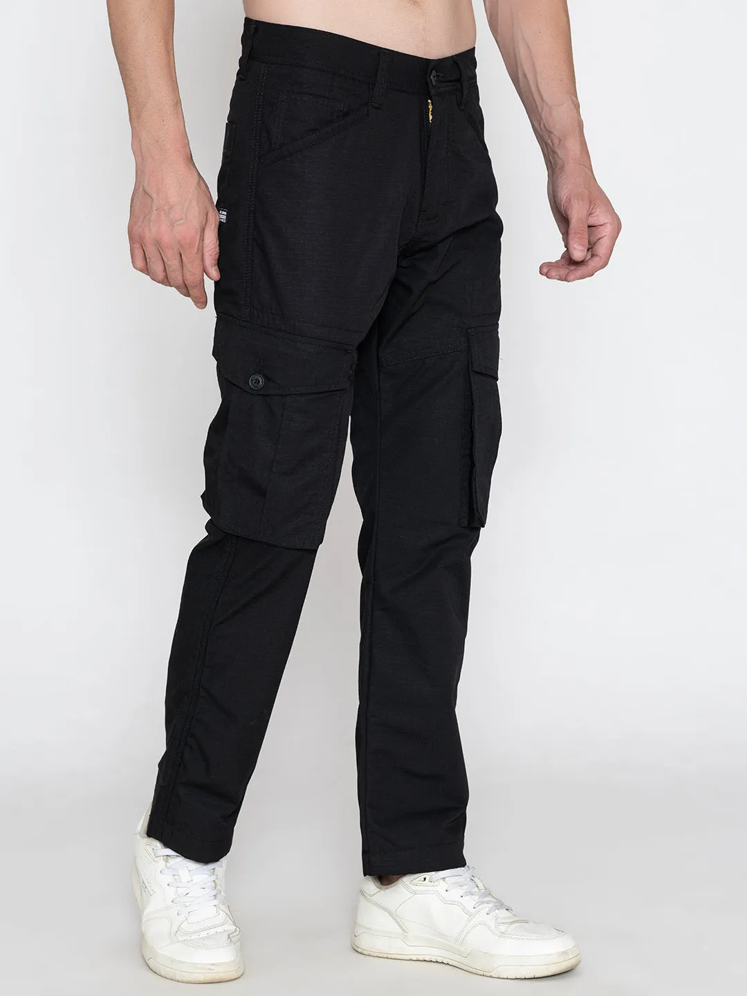 BLACK FLEECE CARGO PANTS.