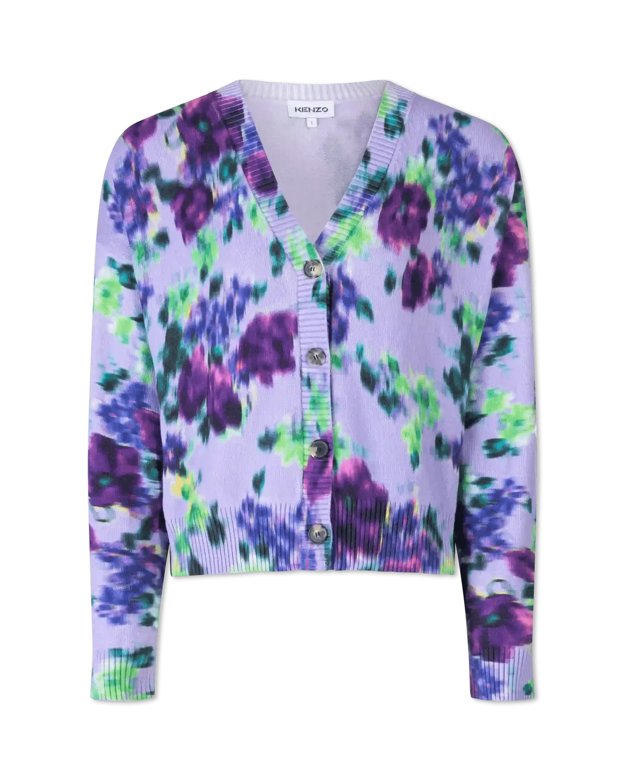 Blurred Floral Printed Buttoned Cardigan