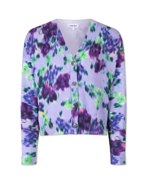 Blurred Floral Printed Buttoned Cardigan