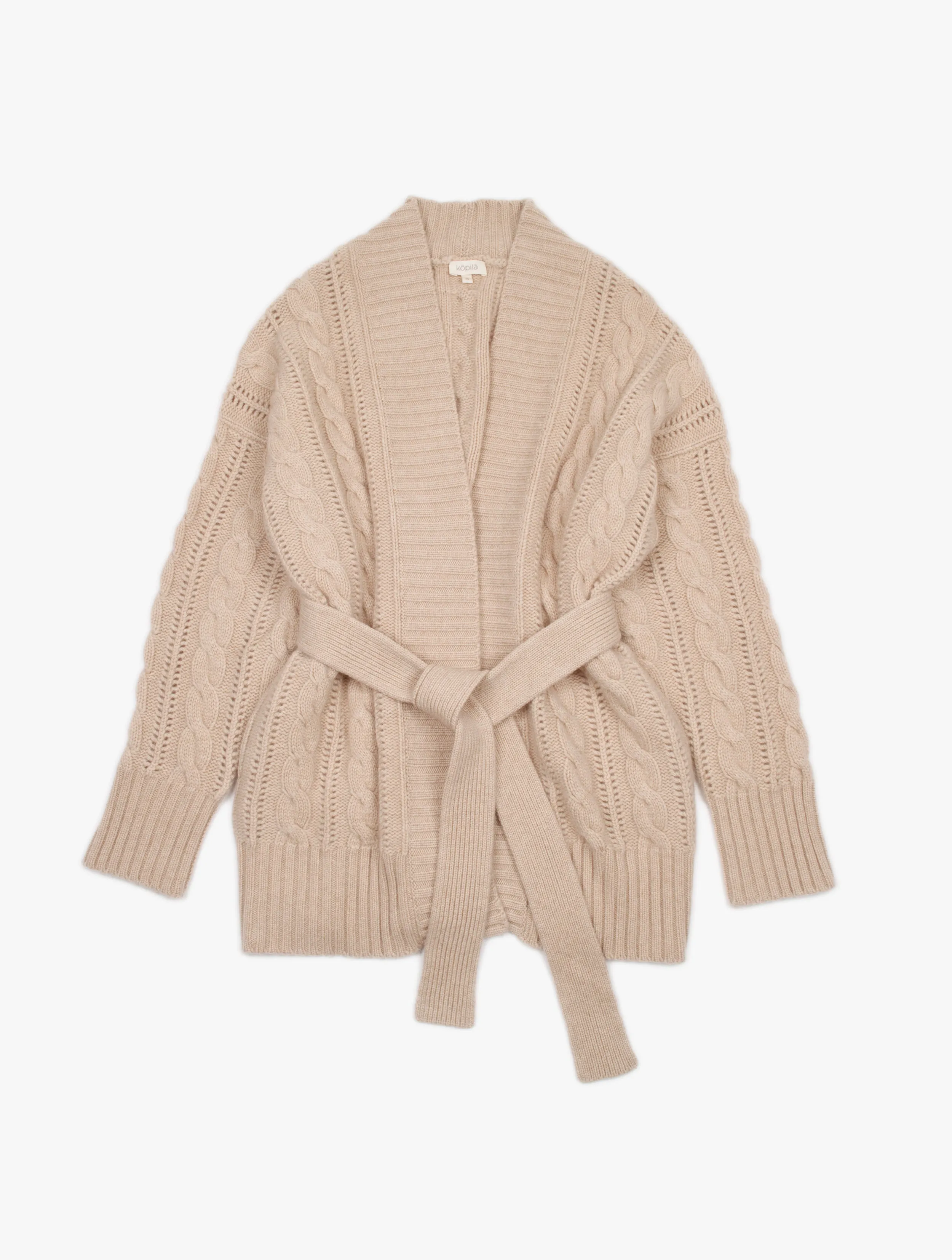 Cable Knit Belted Cashmere Cardigan