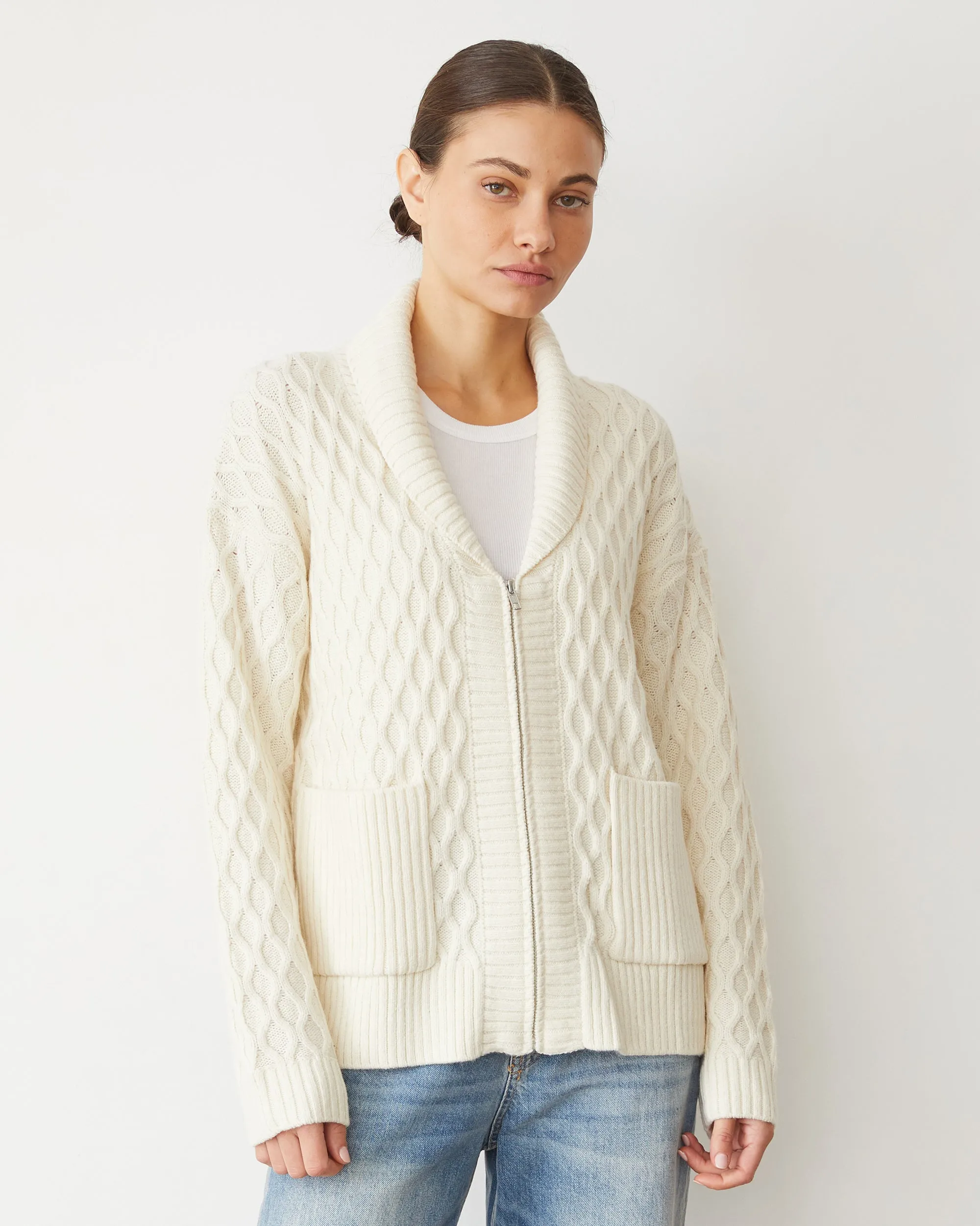 Cable Knit Zip Cardigan