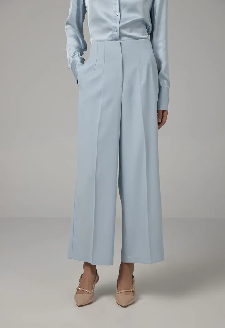 Choice Solid Wide Leg Trousers Blue