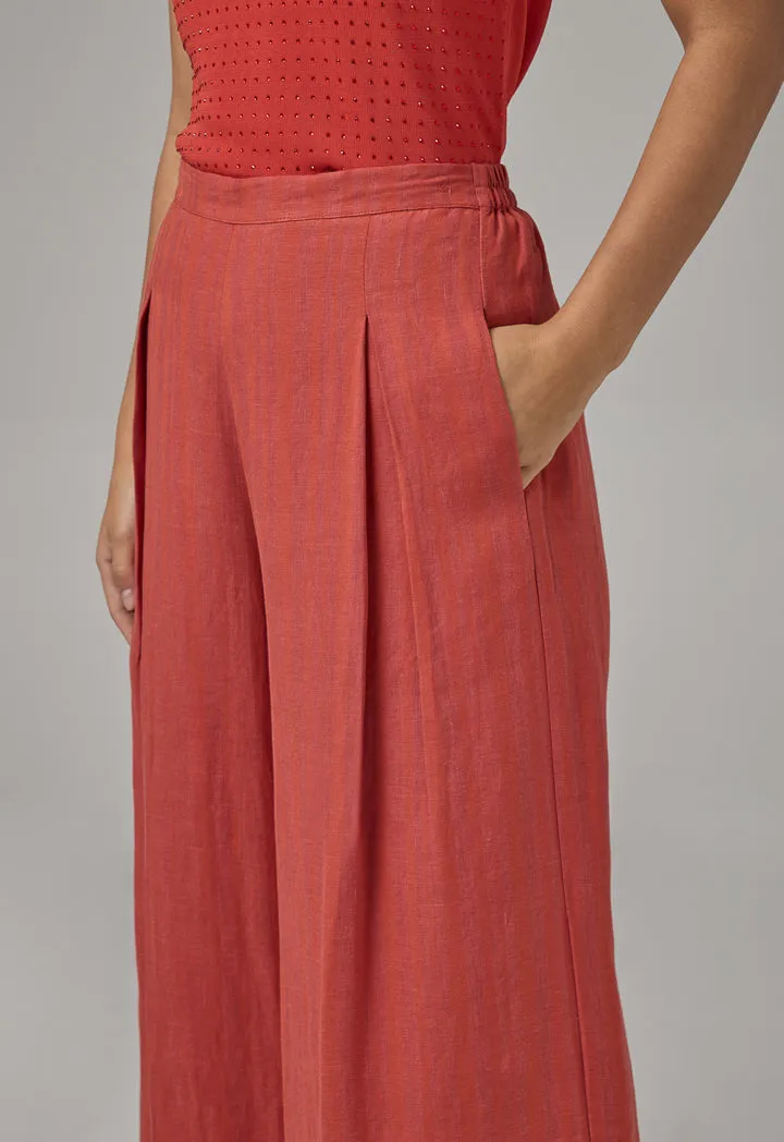 Choice Striped Wide Leg Trousers Orange