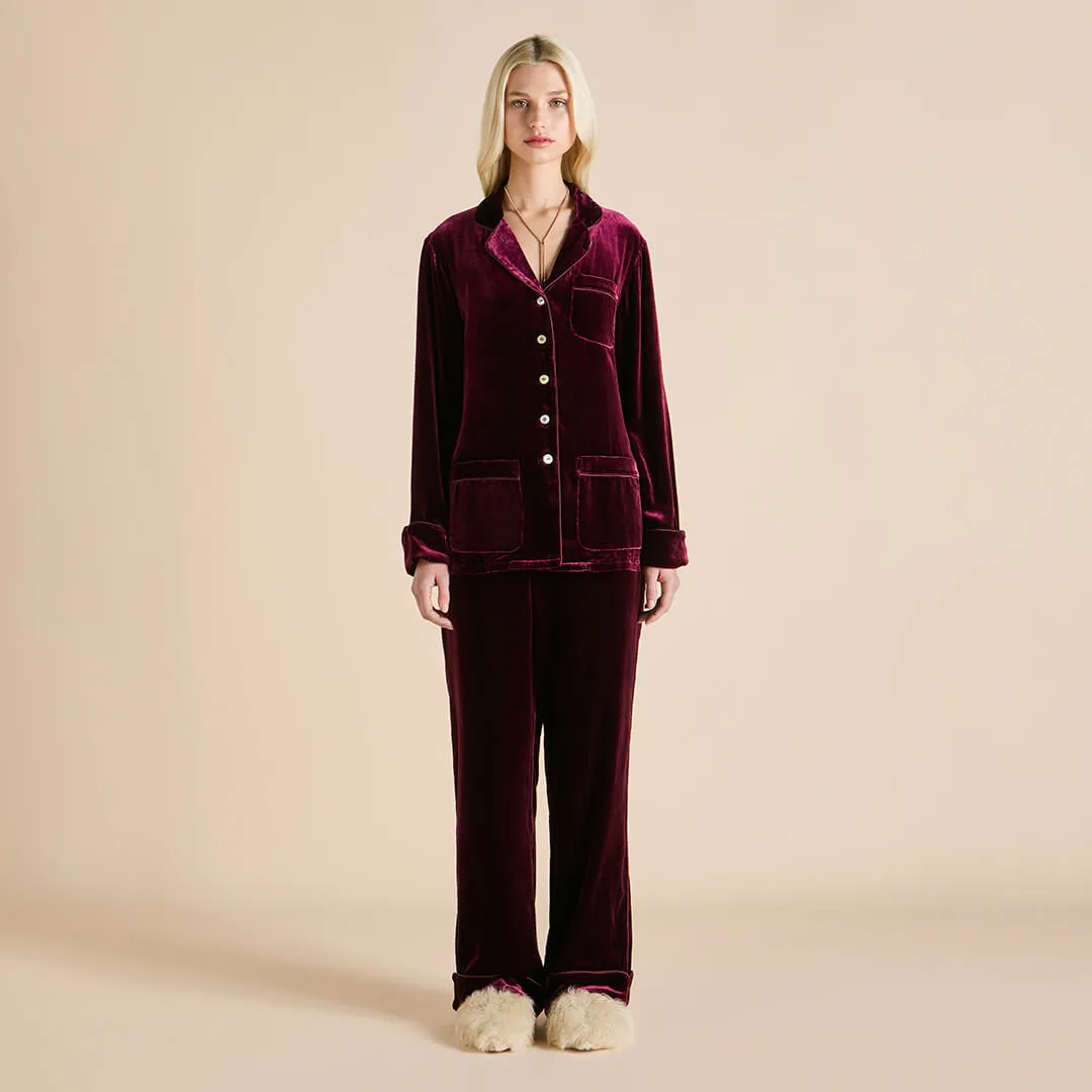 Coco Burgundy Pyjamas in Silk Velvet