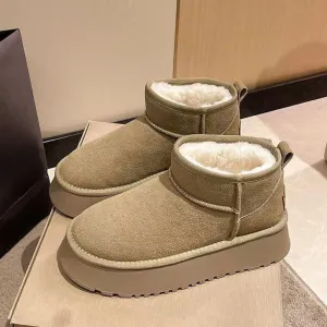 Cozy Chic: Fleece Lined Chunky Platform Mini Boots