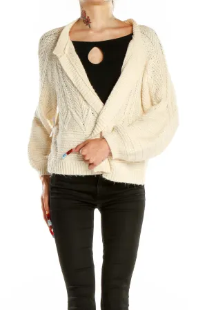 Cream Chunky Knit Open-Front Cardigan