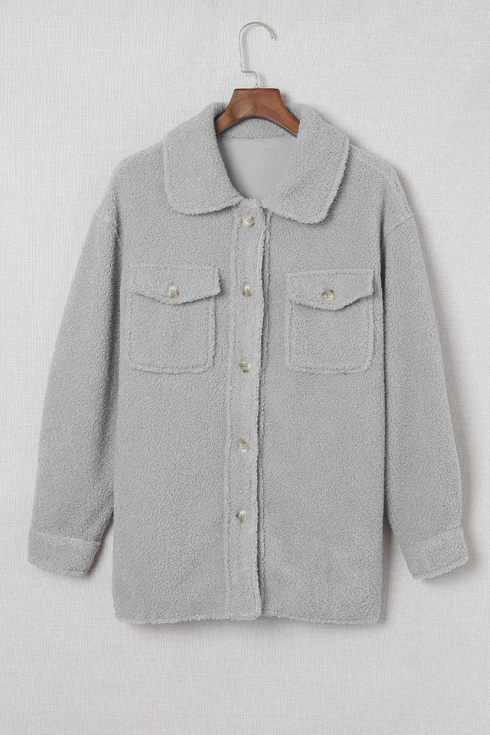 Flap Pockets Button Teddy Jacket