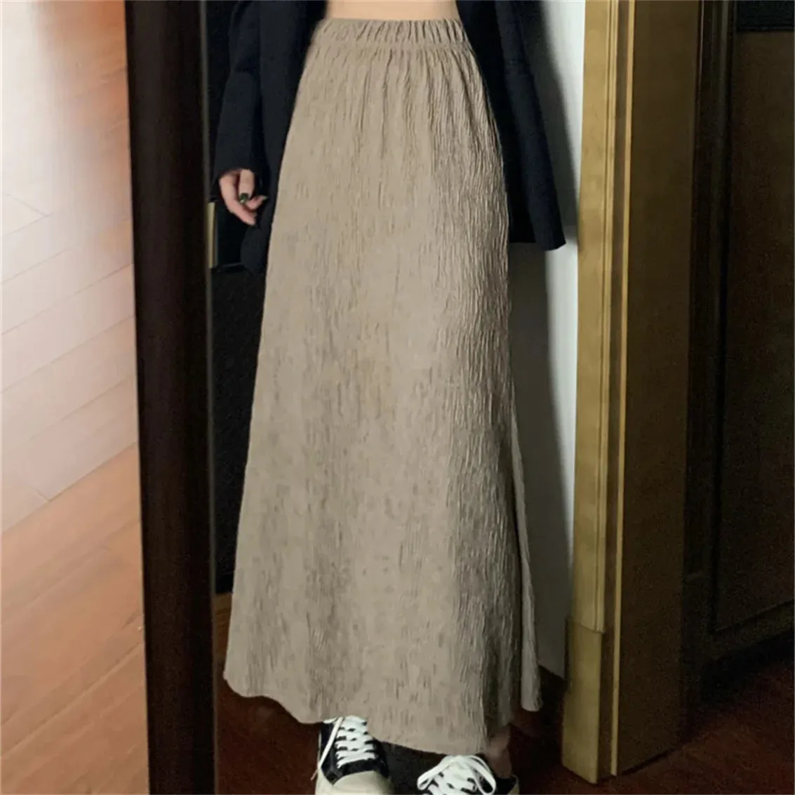 Girlary Women 2024 Autumn Knitted Maxi Skirts Gentle Slim Bodycon Soft Sweet New Mermaid Chic Loose Office Lady Daily Solid