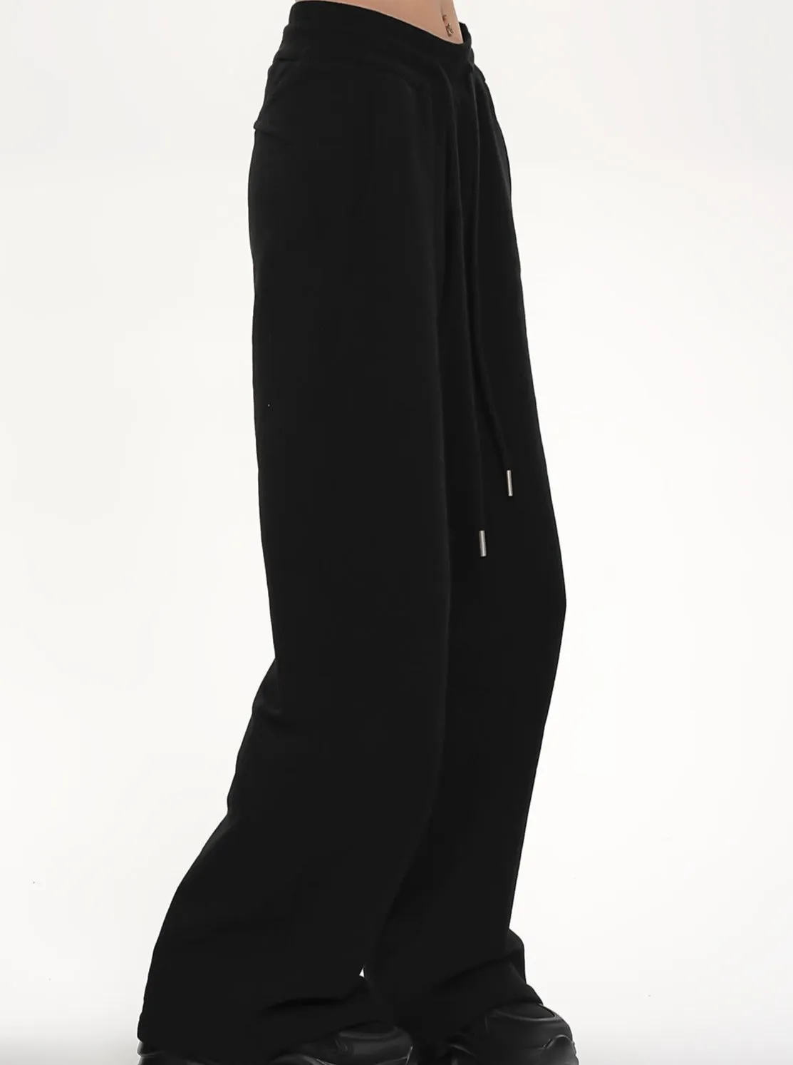 High-Waisted Wide-Leg Drawstring Pants - Relaxed Fit Lounge Trousers