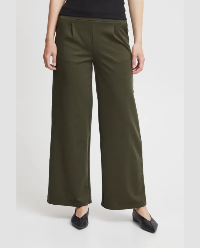 Ichi Kate Forest Night Wide Trousers