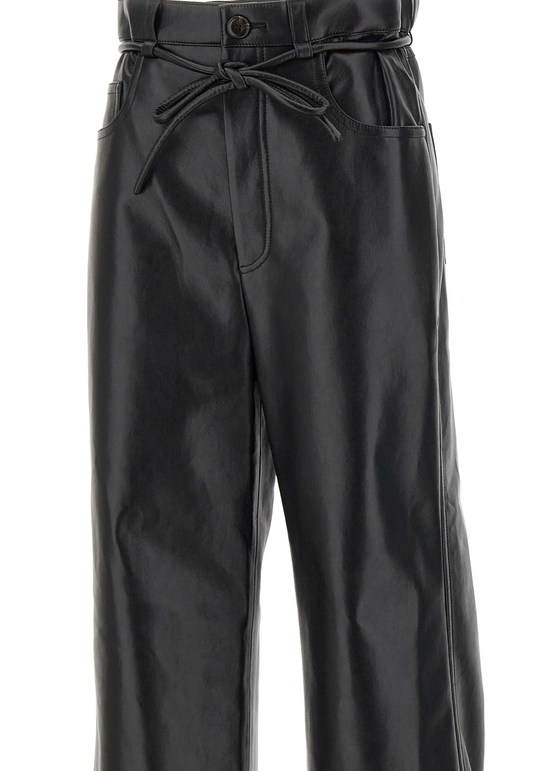 Imitation Leather Wide Leg Trousers