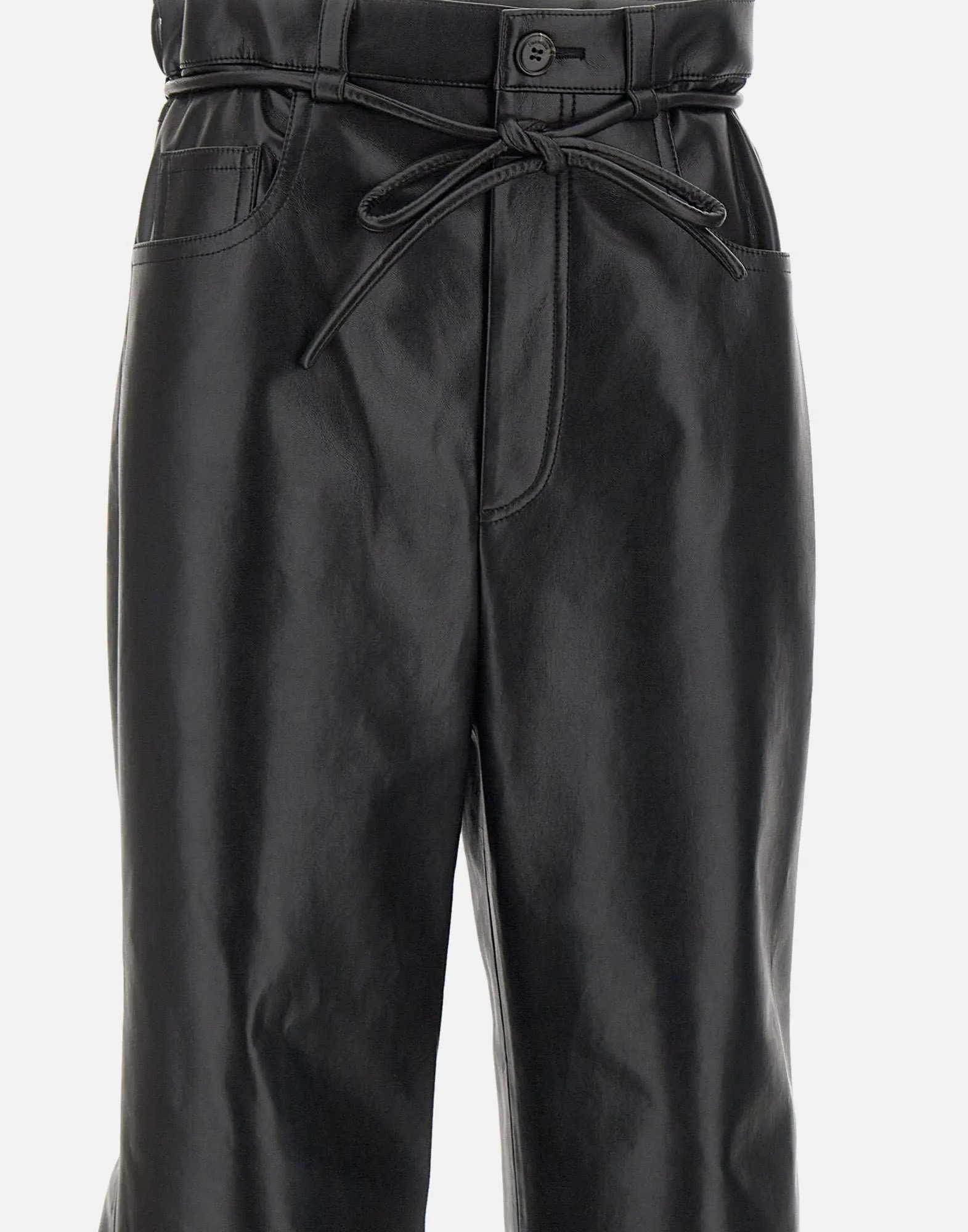 Imitation Leather Wide Leg Trousers