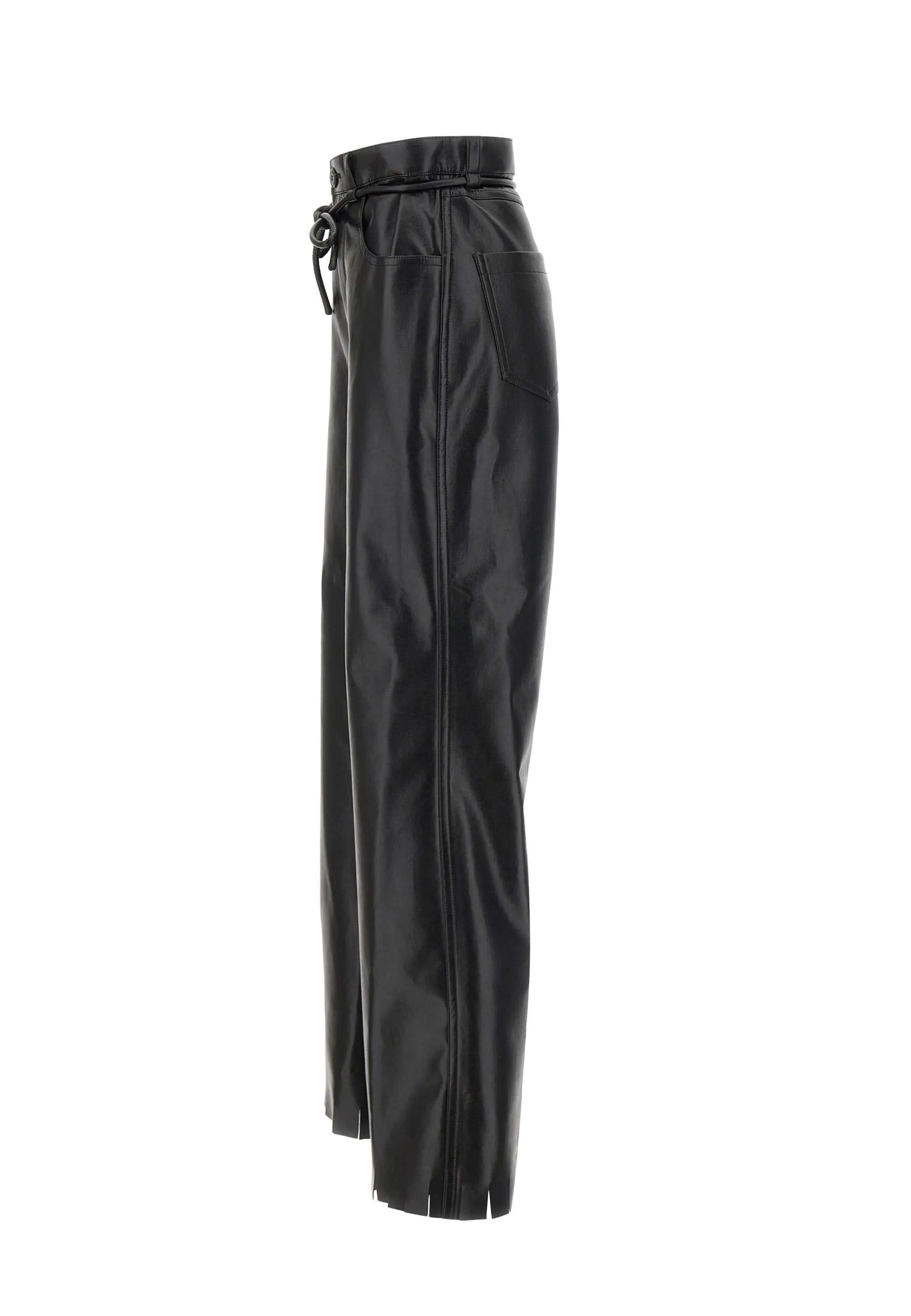 Imitation Leather Wide Leg Trousers