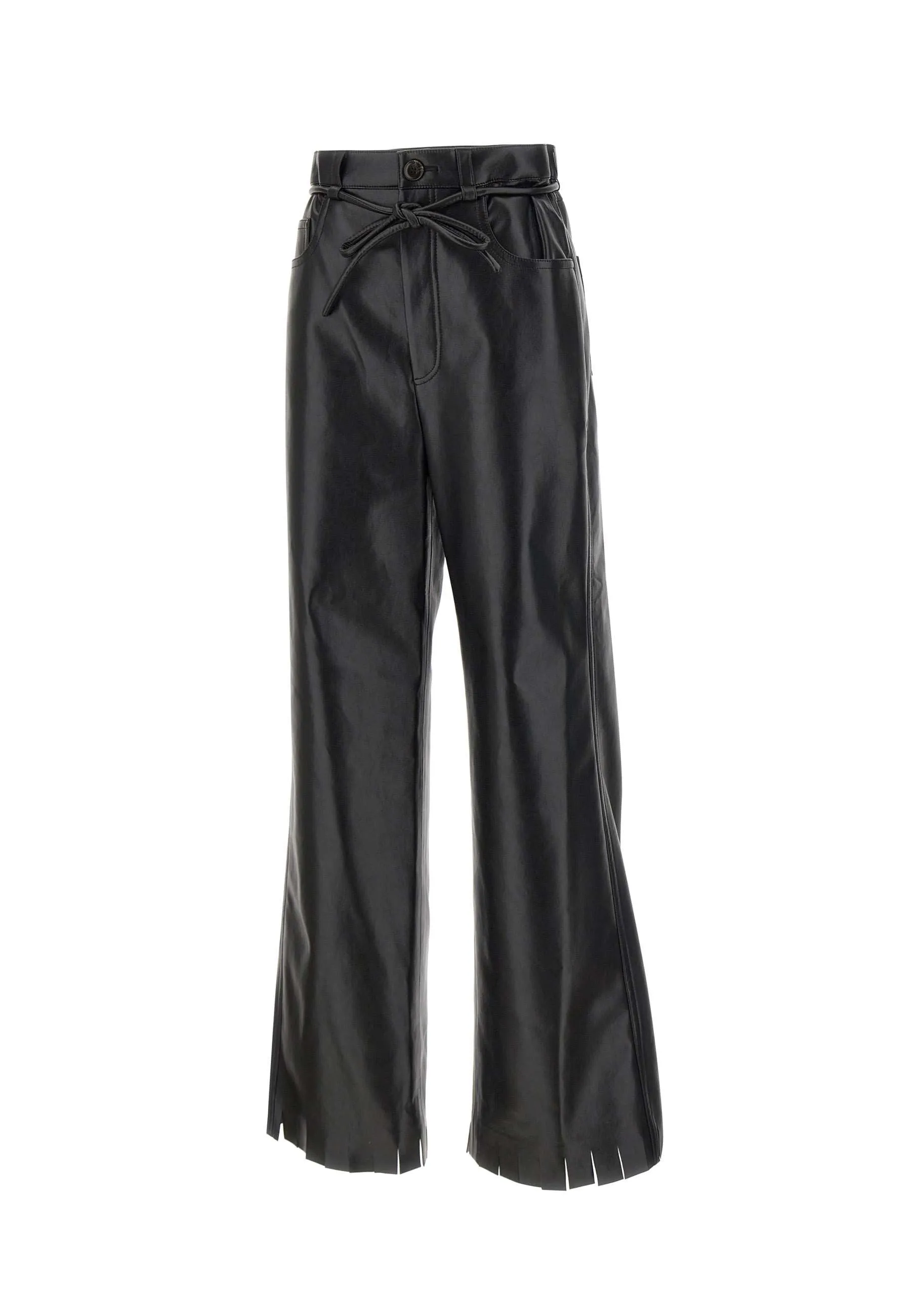 Imitation Leather Wide Leg Trousers