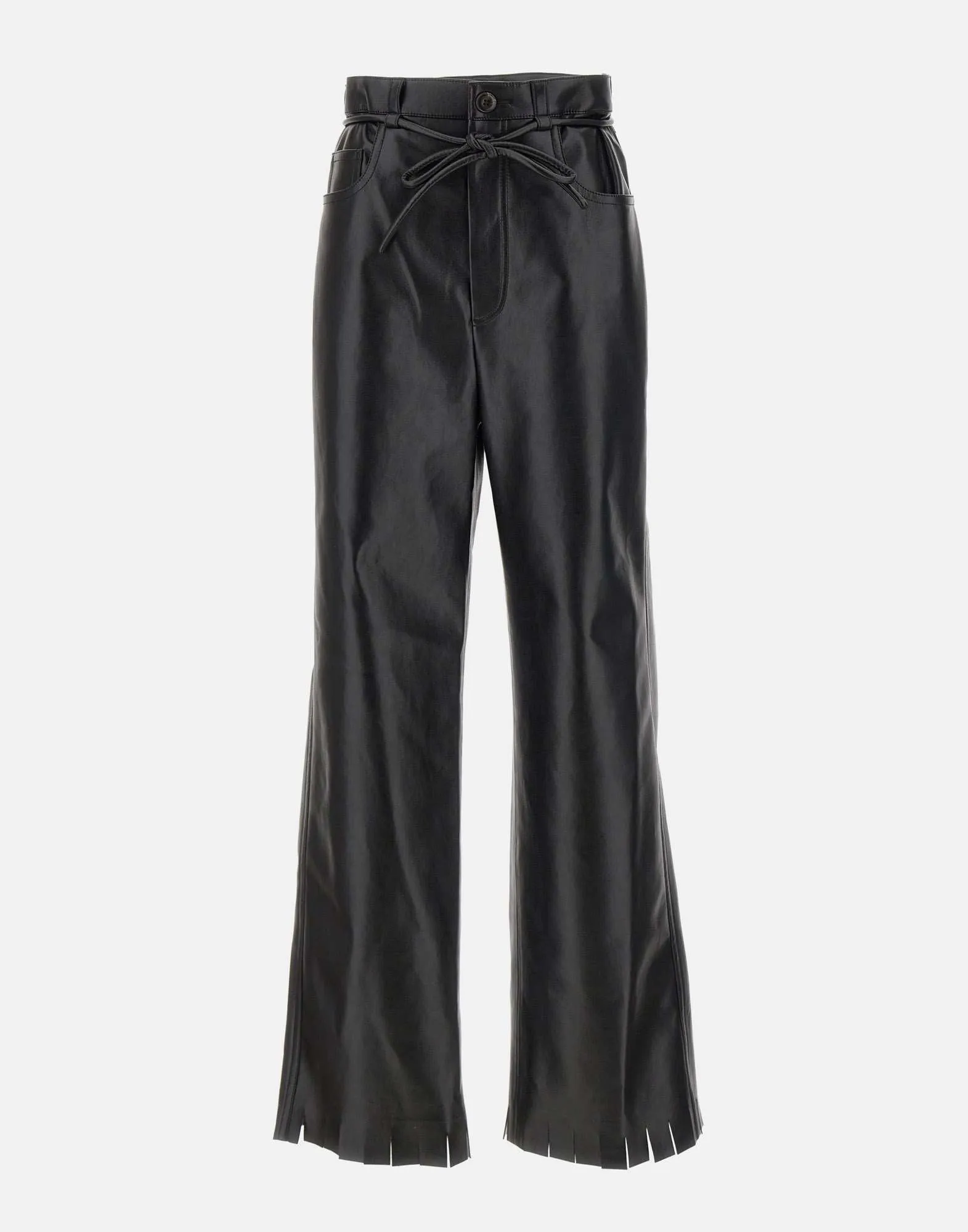 Imitation Leather Wide Leg Trousers