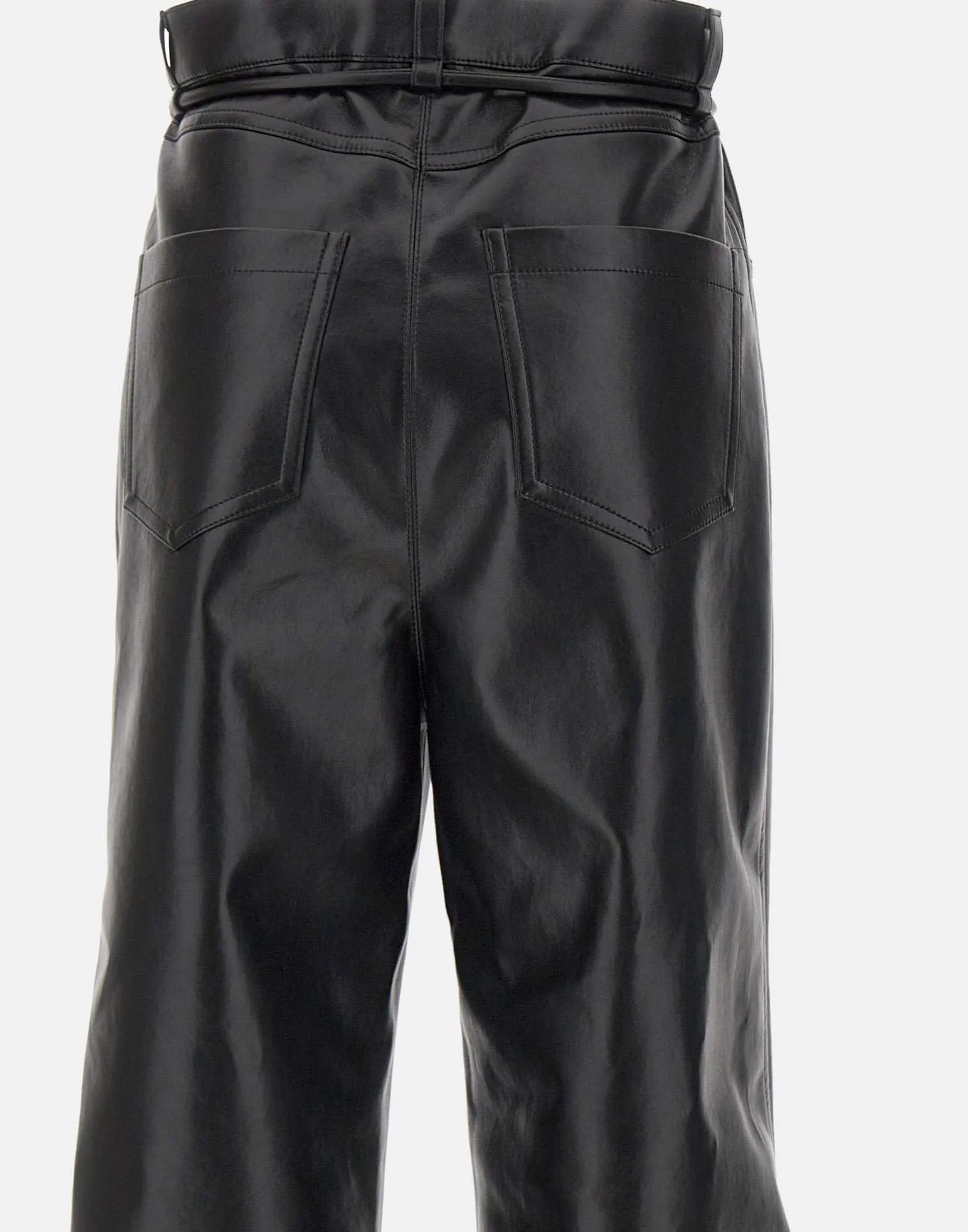 Imitation Leather Wide Leg Trousers