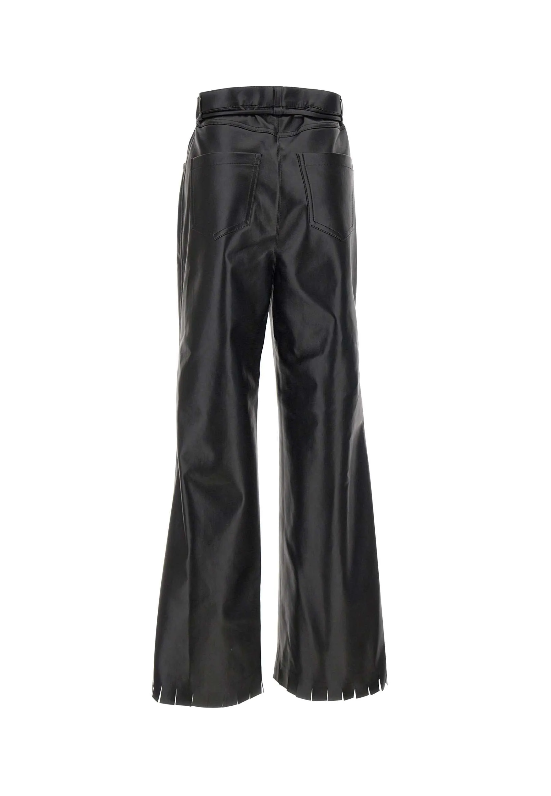 Imitation Leather Wide Leg Trousers