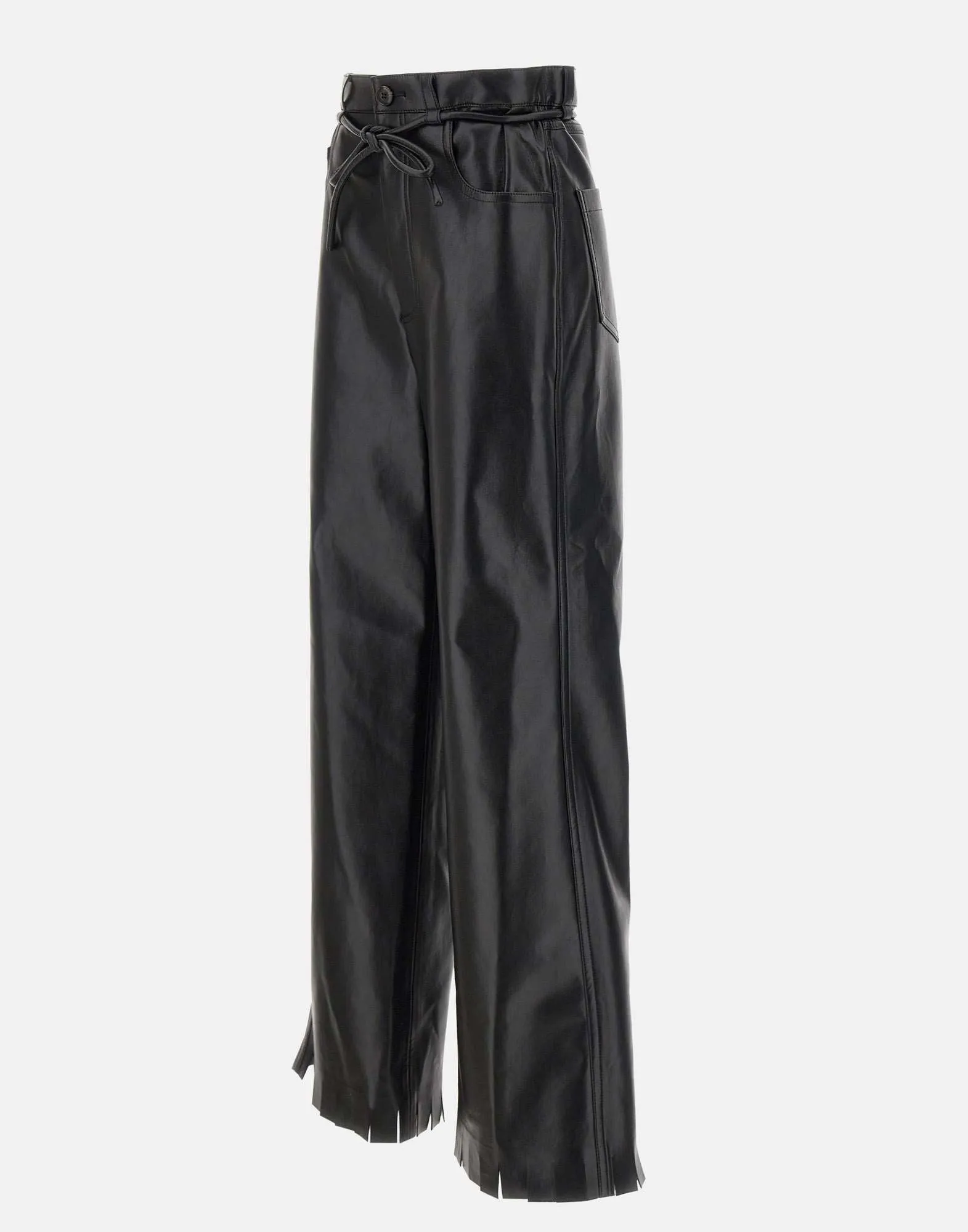 Imitation Leather Wide Leg Trousers