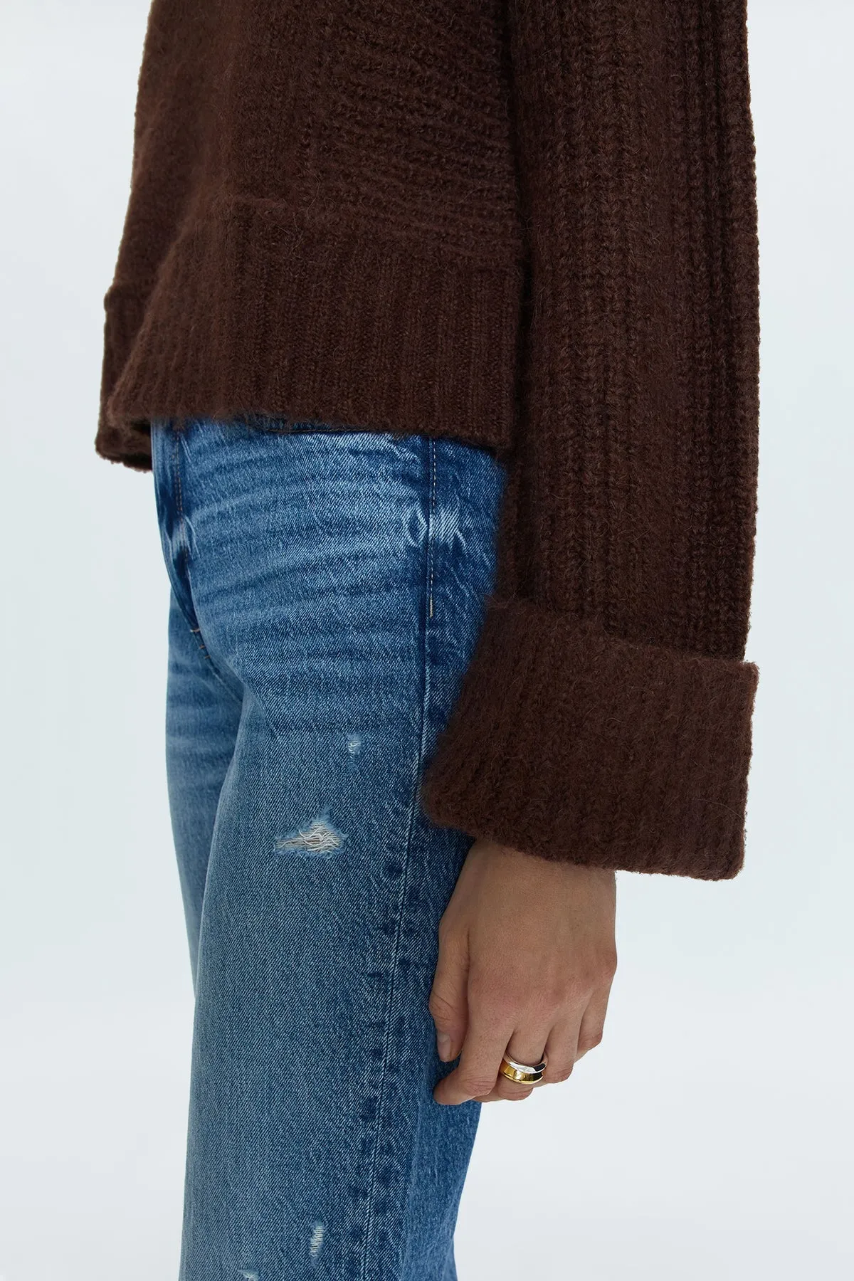 Joy Cropped Boxy Sweater~ Dark Roast