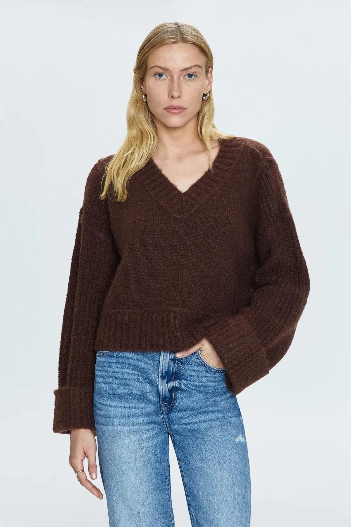 Joy Cropped Boxy Sweater~ Dark Roast