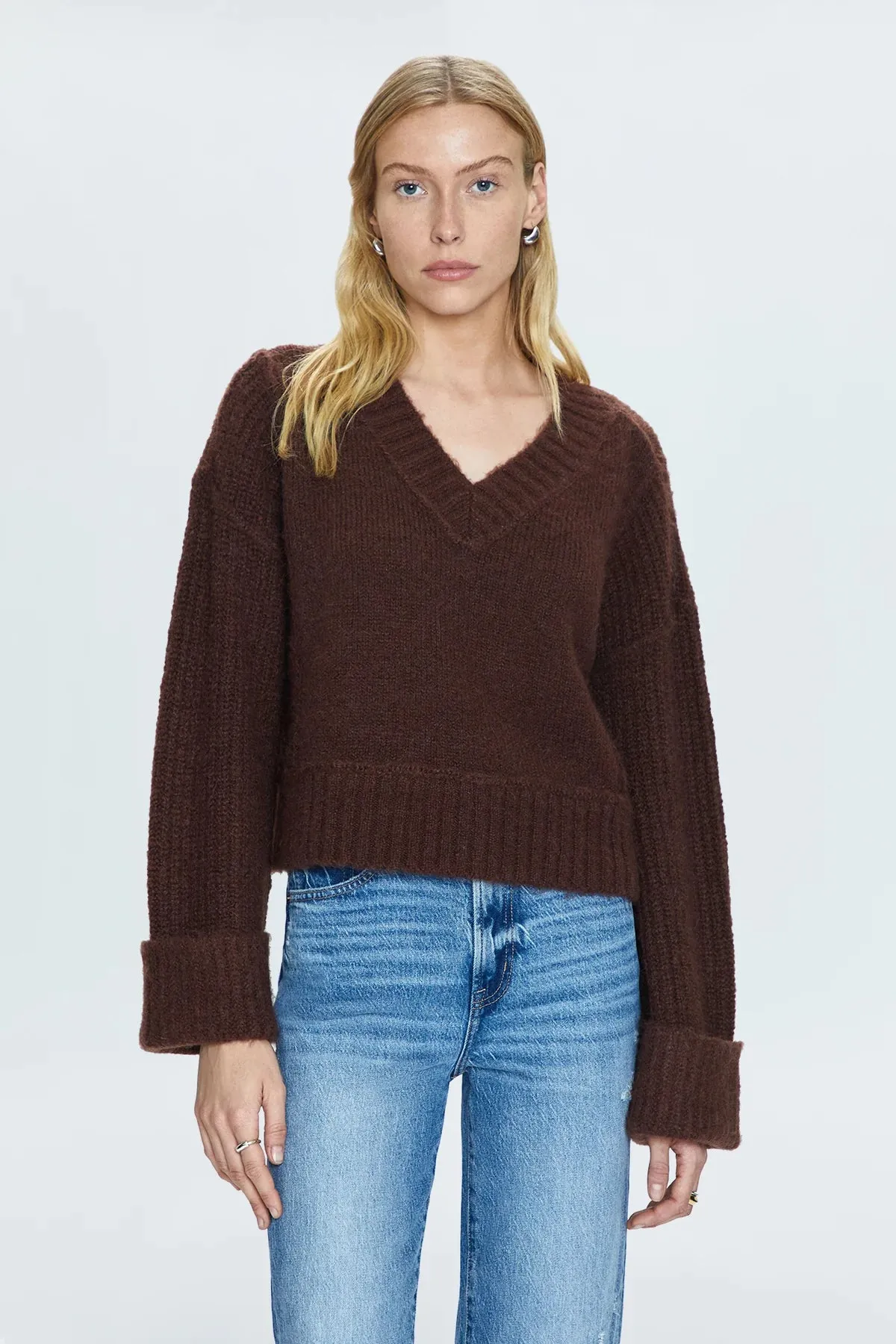 Joy Cropped Boxy Sweater~ Dark Roast