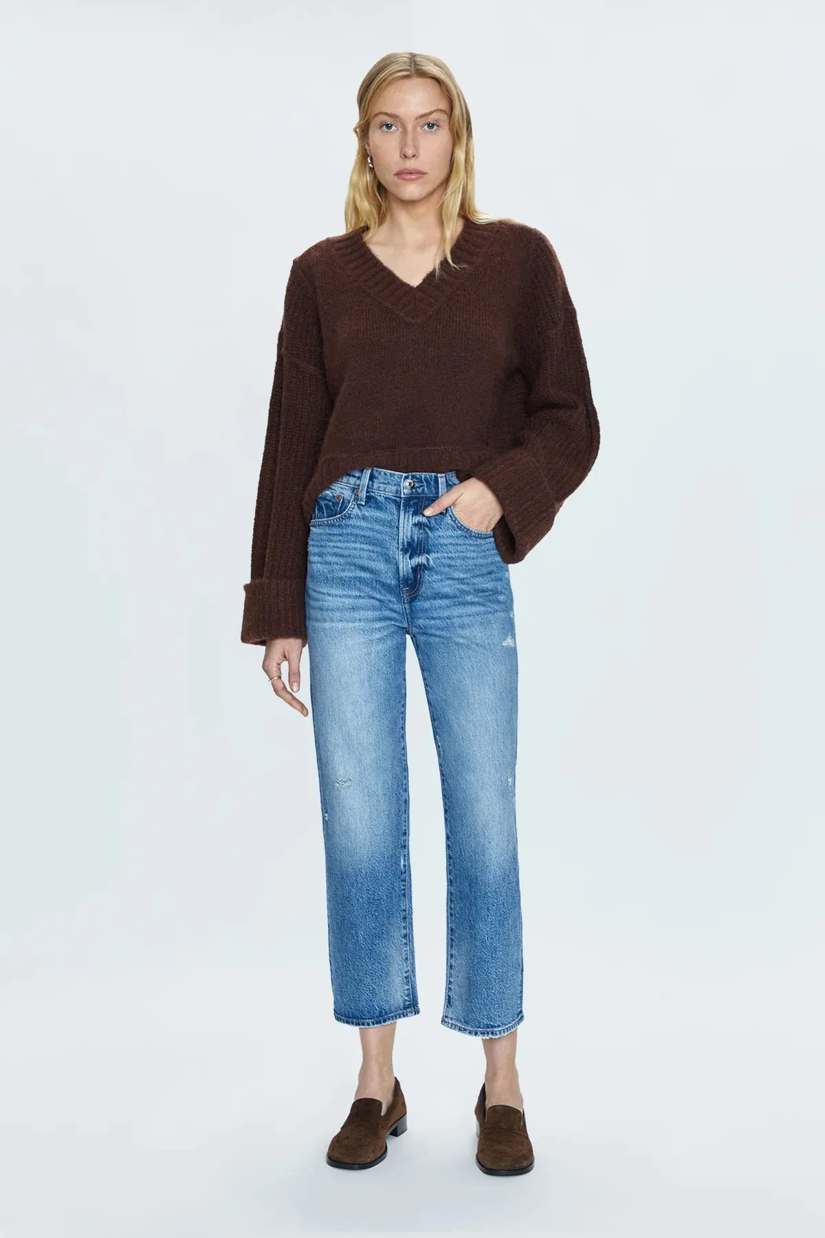 Joy Cropped Boxy Sweater~ Dark Roast