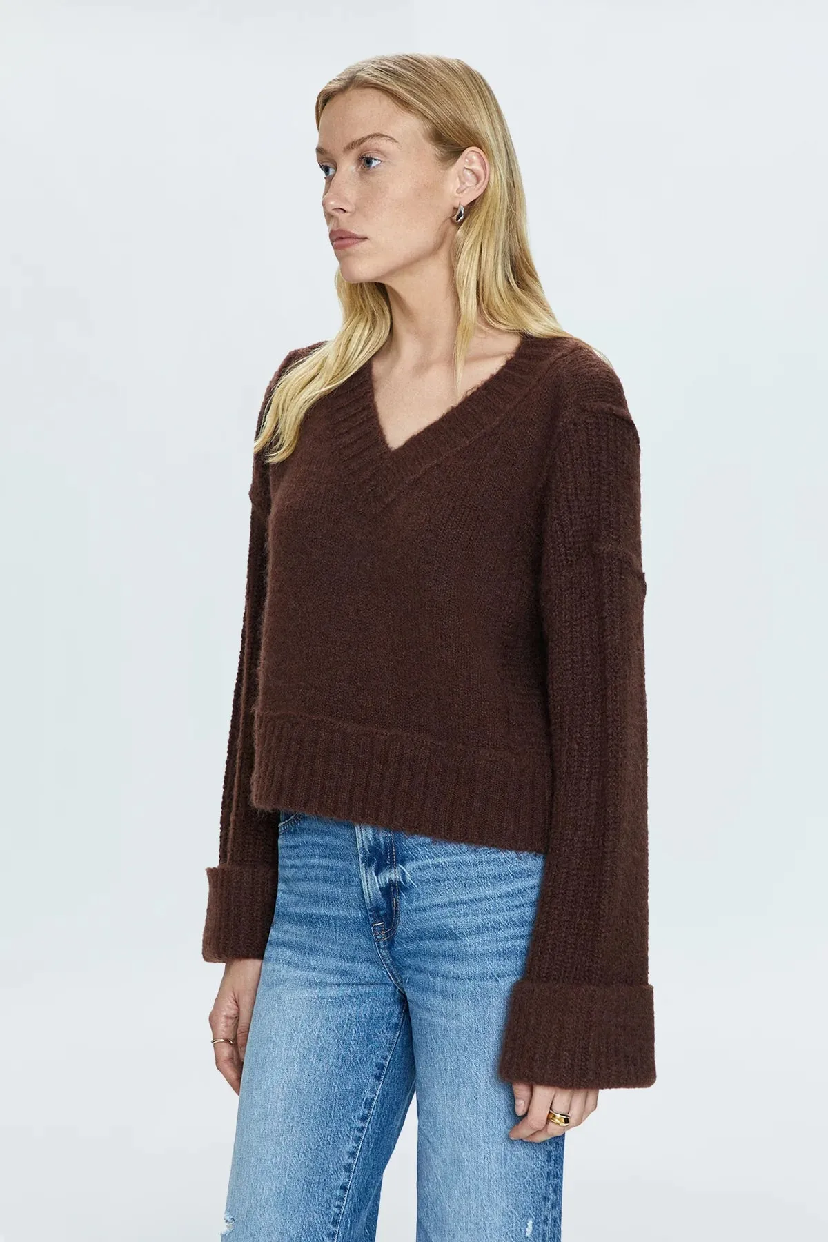 Joy Cropped Boxy Sweater~ Dark Roast