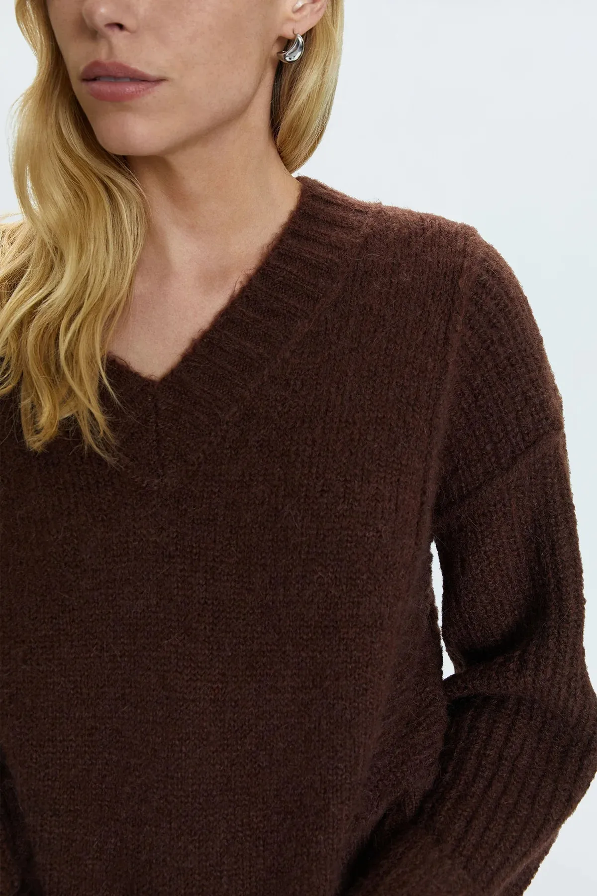 Joy Cropped Boxy Sweater~ Dark Roast