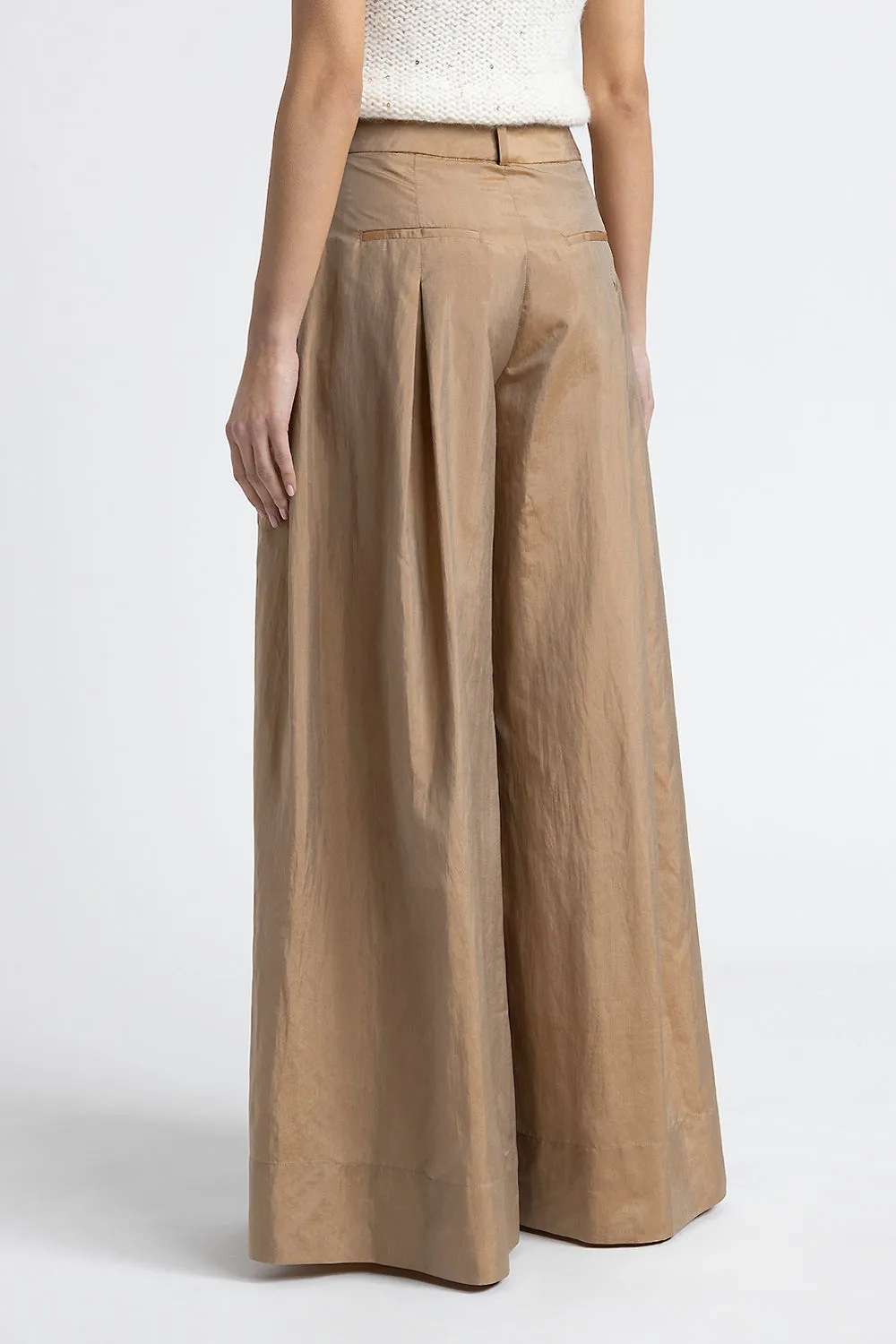 Light silk blend wide leg trousers