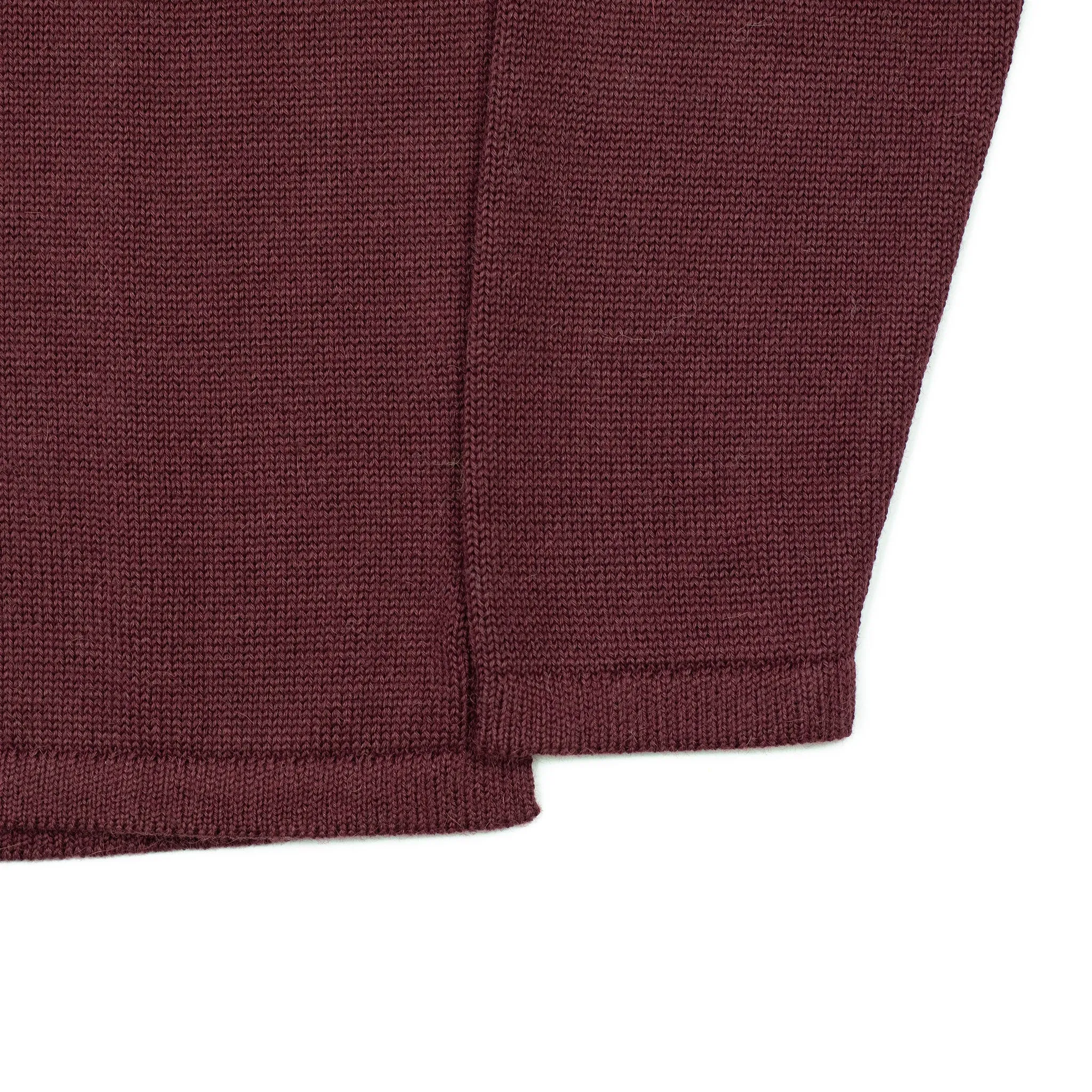 Long sleeve saddle shoulder polo in Bramble wine alpaca and silk