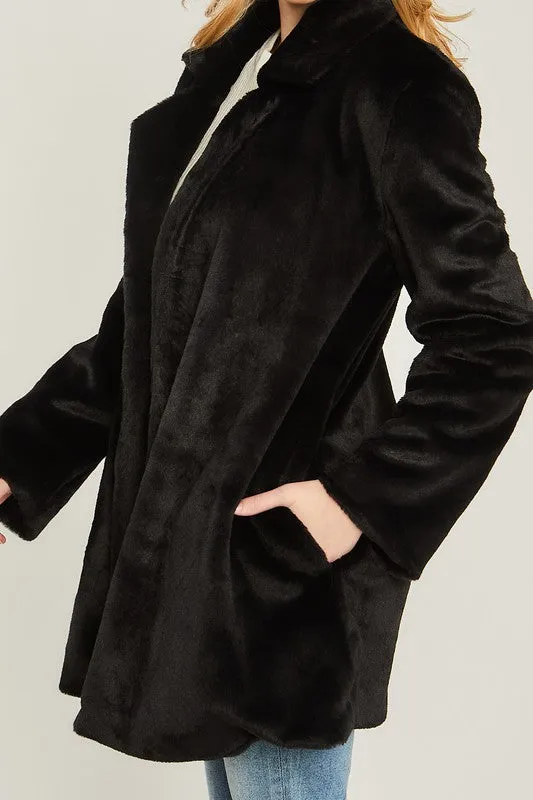 Love Tree Woven Solid Teddy Collar Coat