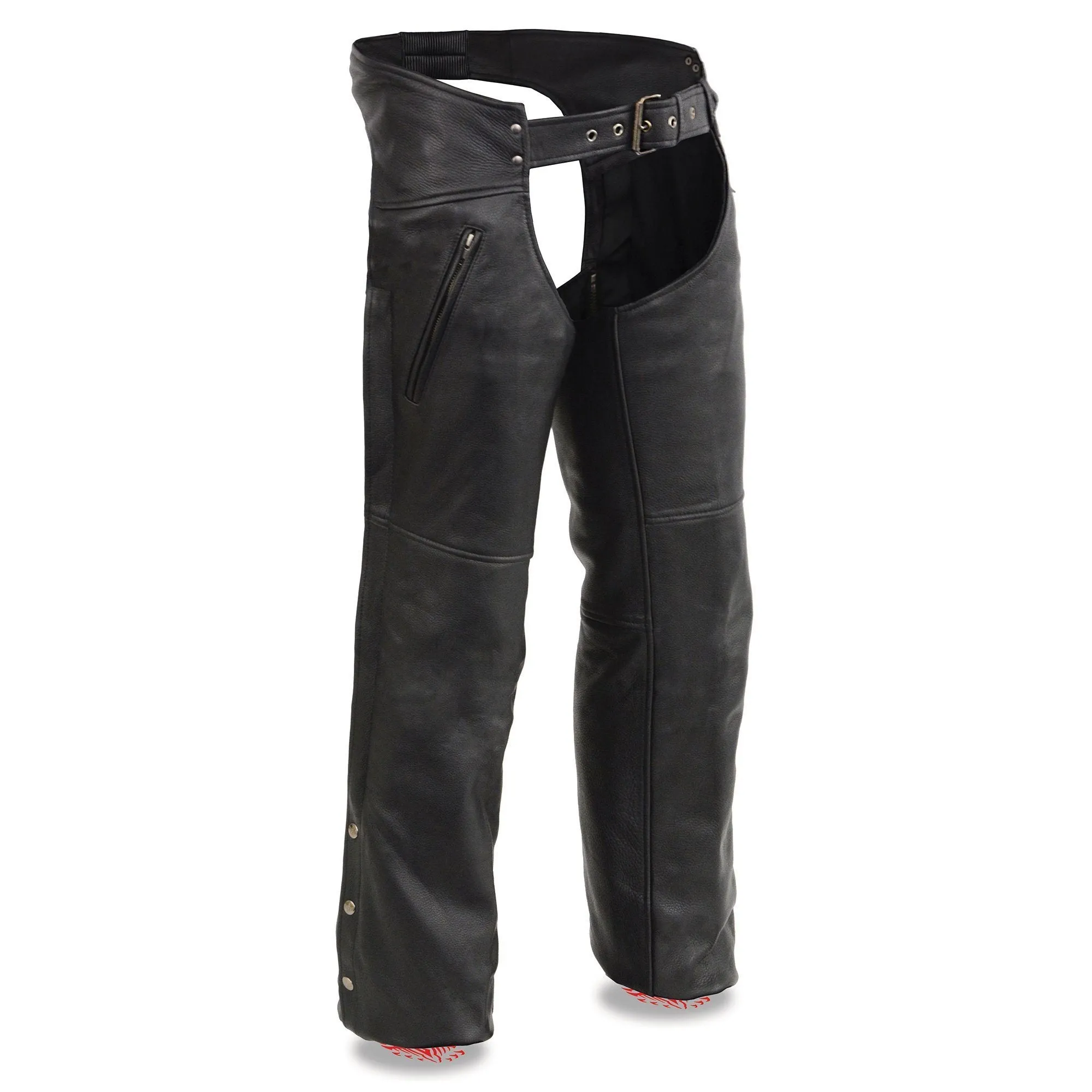 Milwaukee Leather MLM5513 Men's Leather Chaps with Zippered Thigh Pockets & Heated Technology