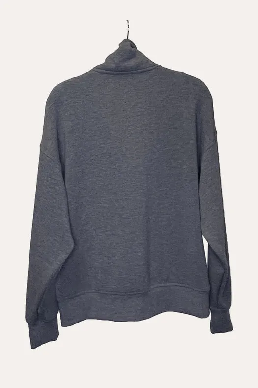 Modal Poly Span Quarter Zip Funnel Neck Pullover H Charcoal