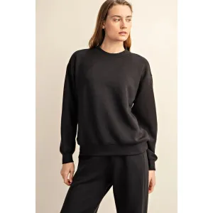 Modal Poly Span Scuba Mock Neck Pullover Black