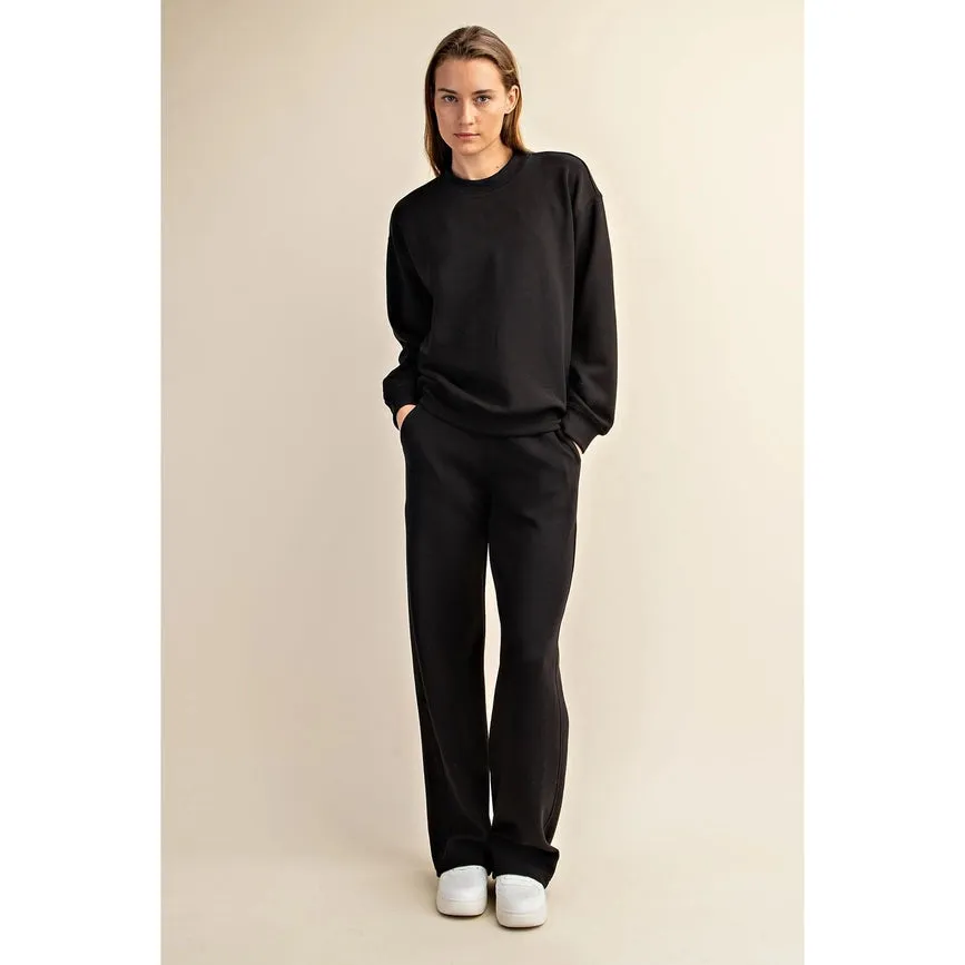 Modal Poly Span Scuba Mock Neck Pullover Black