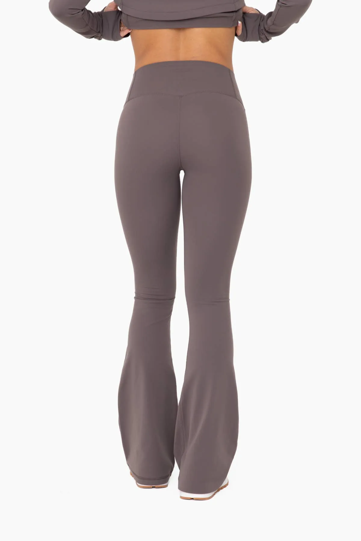 Mono B - BRONZE - Flared Fleece Leggings Women's - BLACK