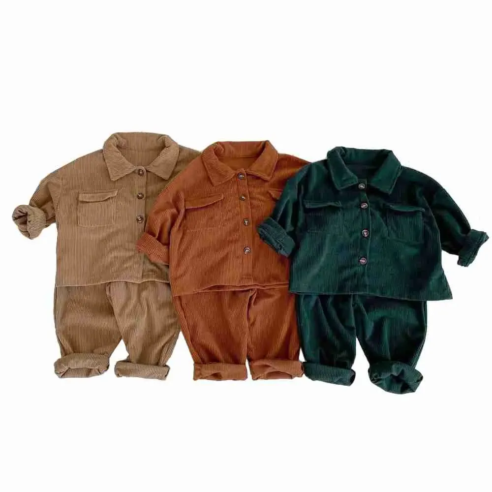 Multi Kid 2-Piece Cardigan and Corduroy Pants Set