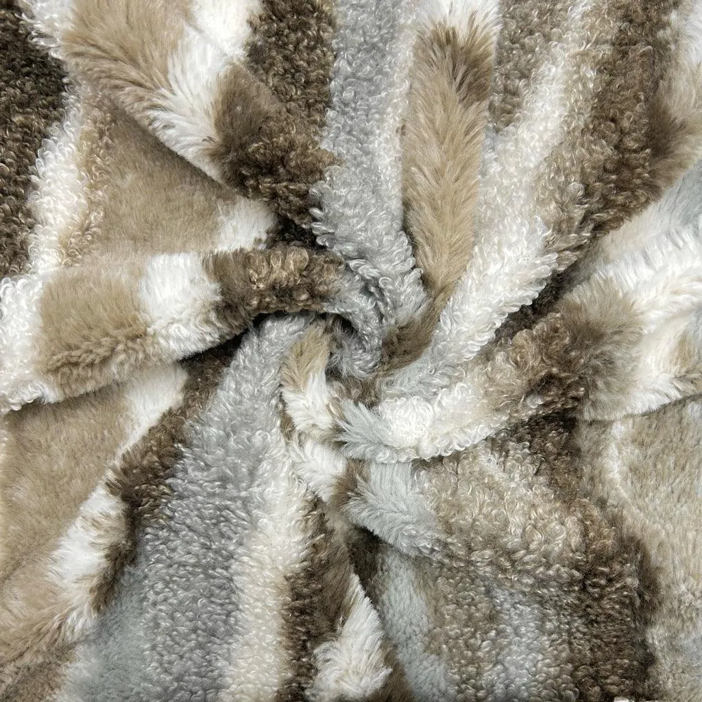 Multi Stripe Teddy Boucle Fur Fabric