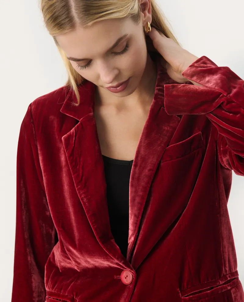 Part Two Loretta Red Velvet Blazer