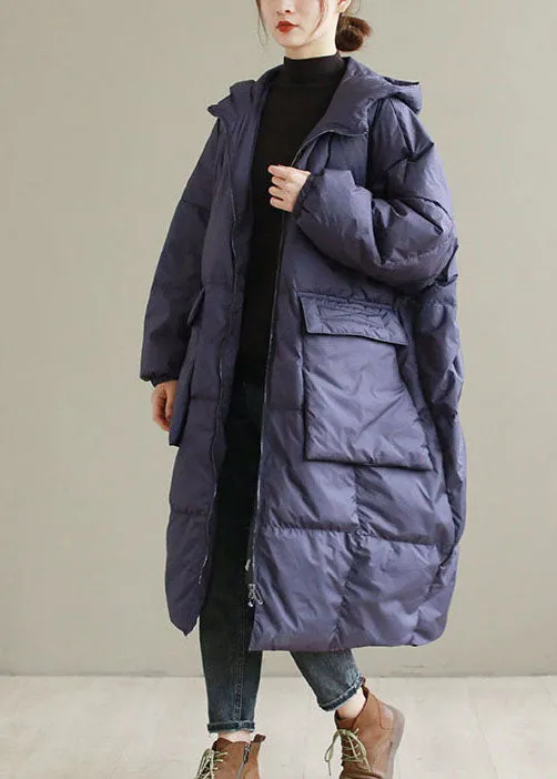 Plus Size Purple Hooded thick Duck Down Coats Winter