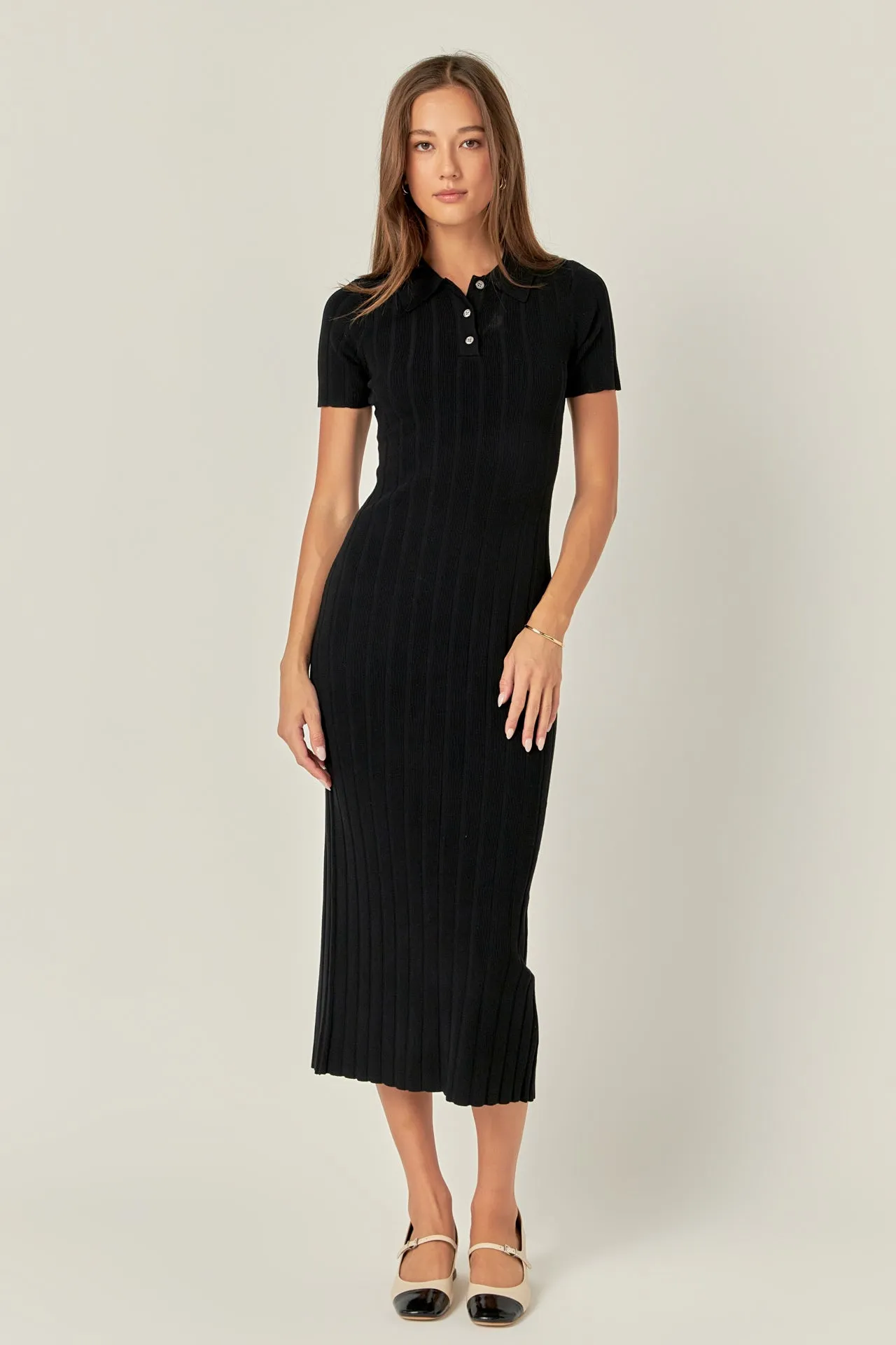 Polo Collared Maxi Knit Dress