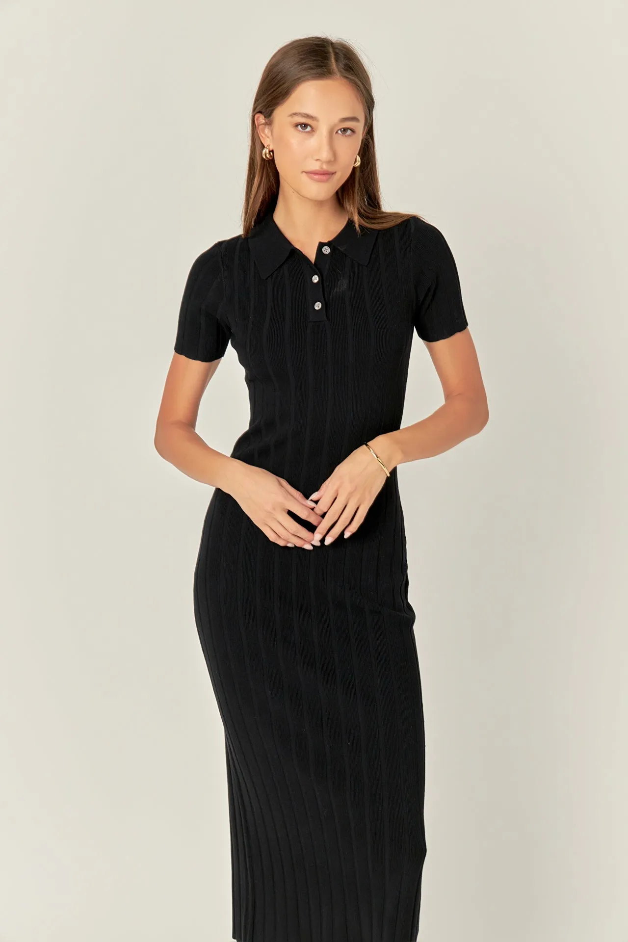 Polo Collared Maxi Knit Dress