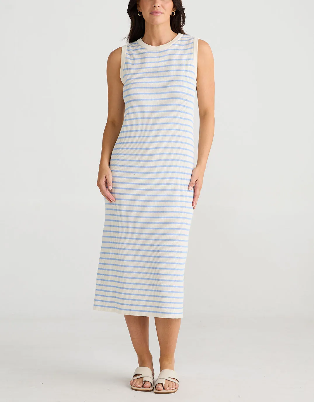 Squad Midi Dress - Ecru/Blue